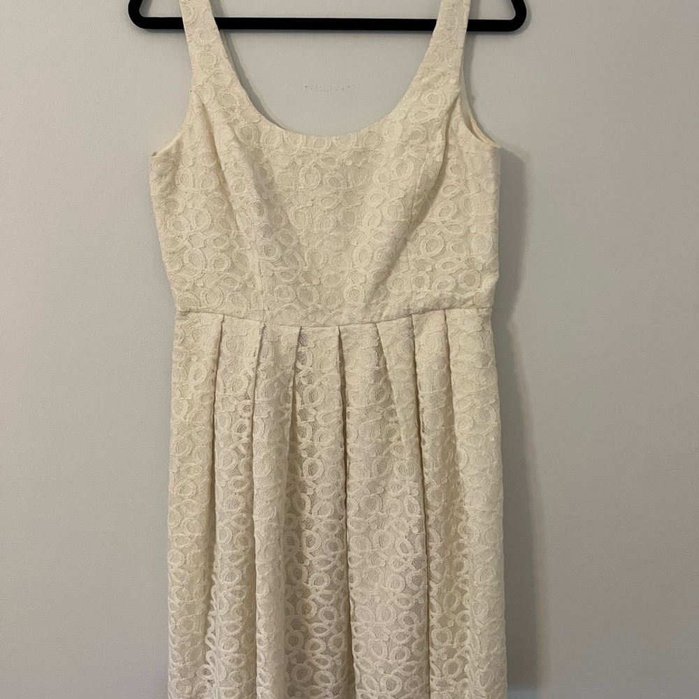 Donna Morgan White Lace Midi Dress